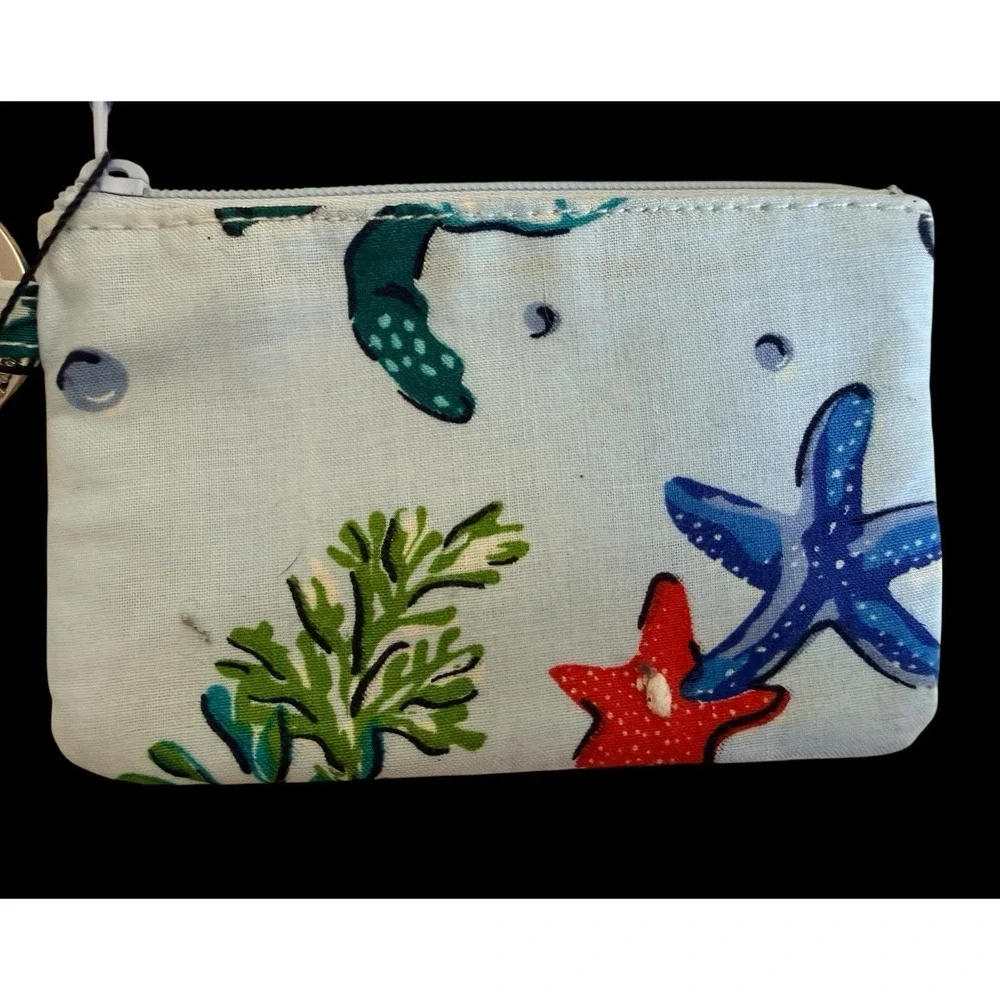 VERA BRADLEY Zip Campus‎ Double Id - Anchors Aweigh Seashells - Key Chain - NWT